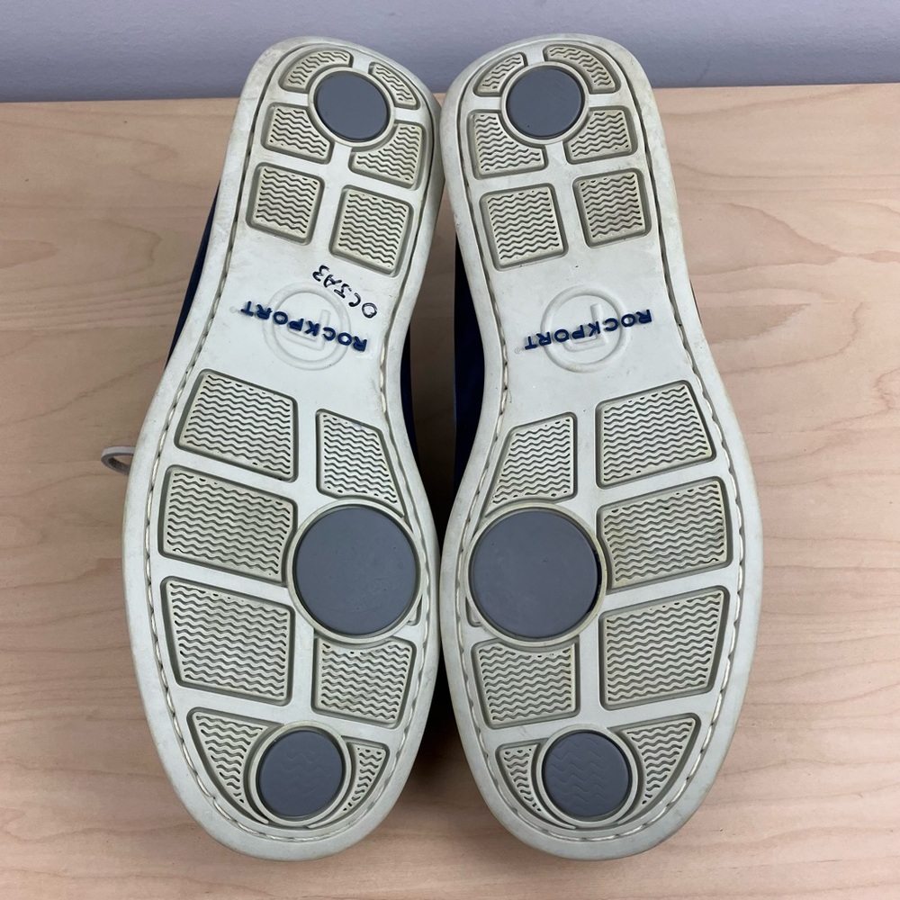 Rockport Men’s Size 8.0 M Classic 2 Eye Leather Boat Shoes Blue Navy White - Picture 9 of 12